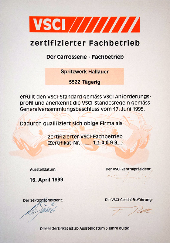 Zertifikat VSCI